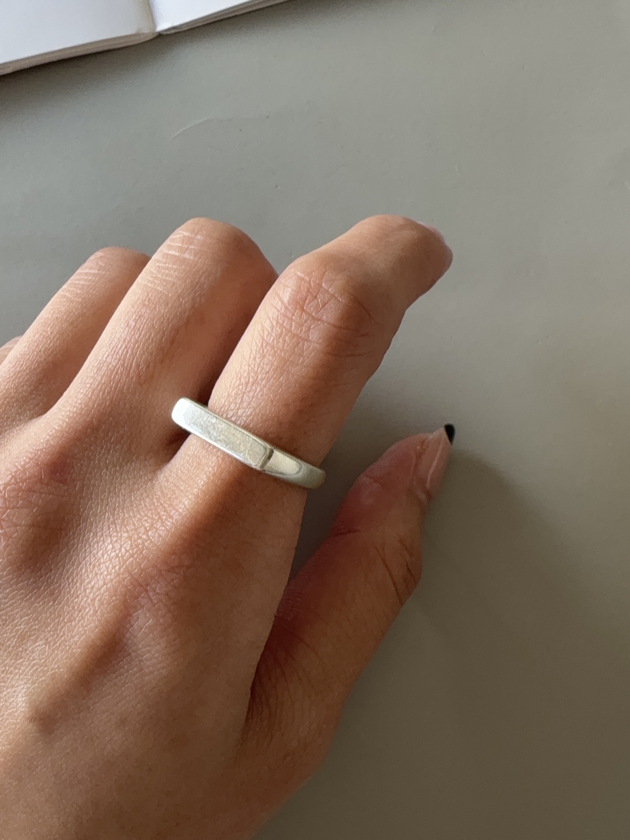 silver square ring
