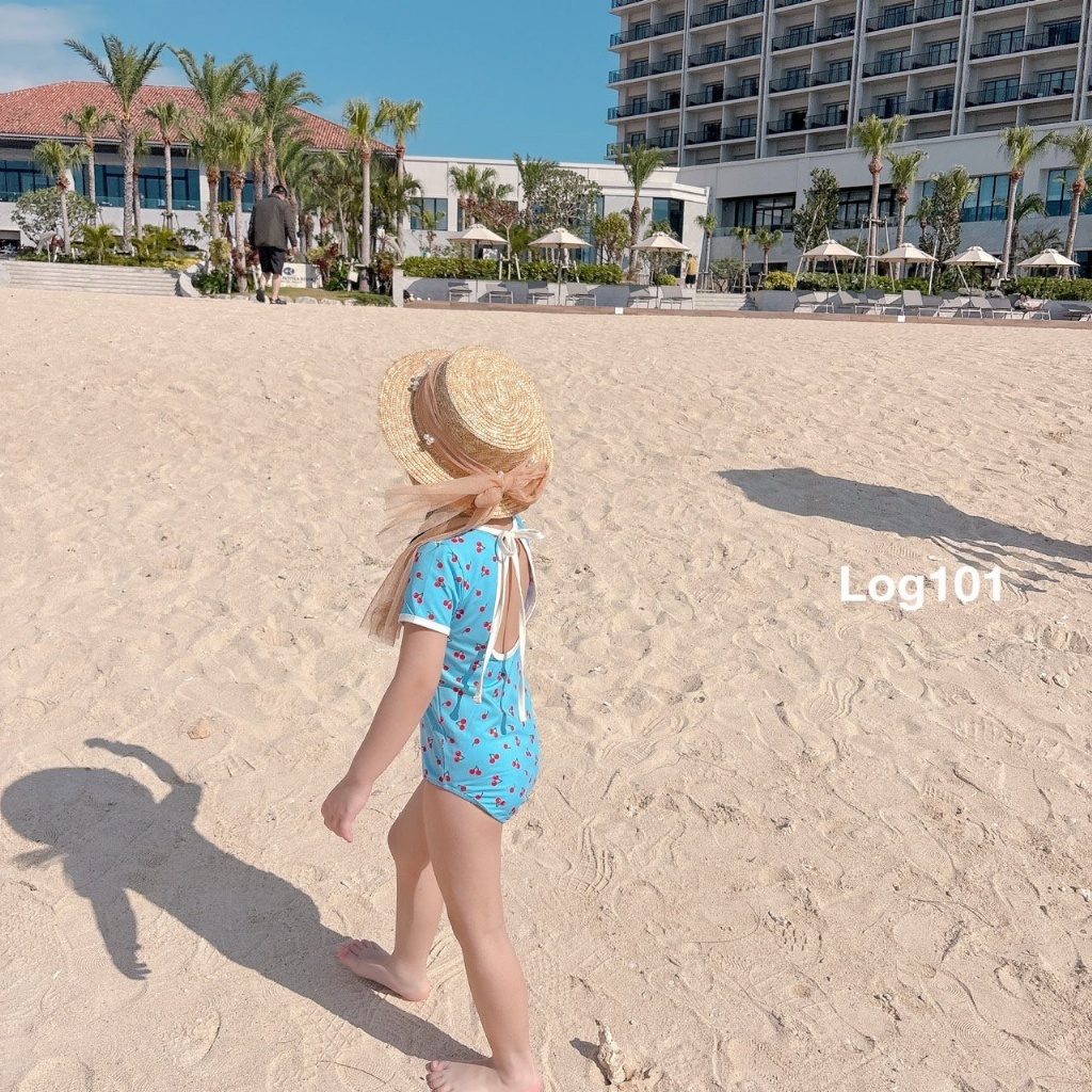 正韓夏log101 兩色櫻桃綁帶連身泳衣