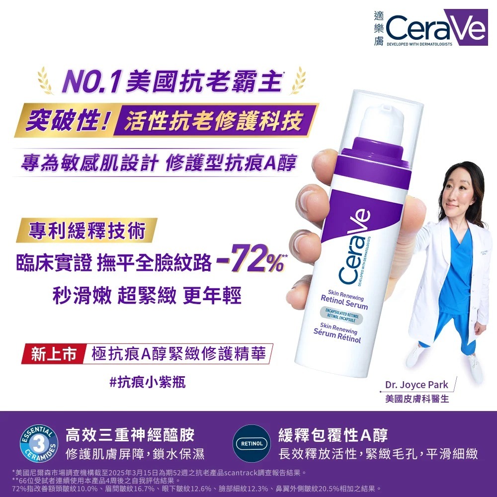 CeraVe適樂膚極抗痕A醇緊緻修護精華 抗痕小紫瓶 敏感肌A醇