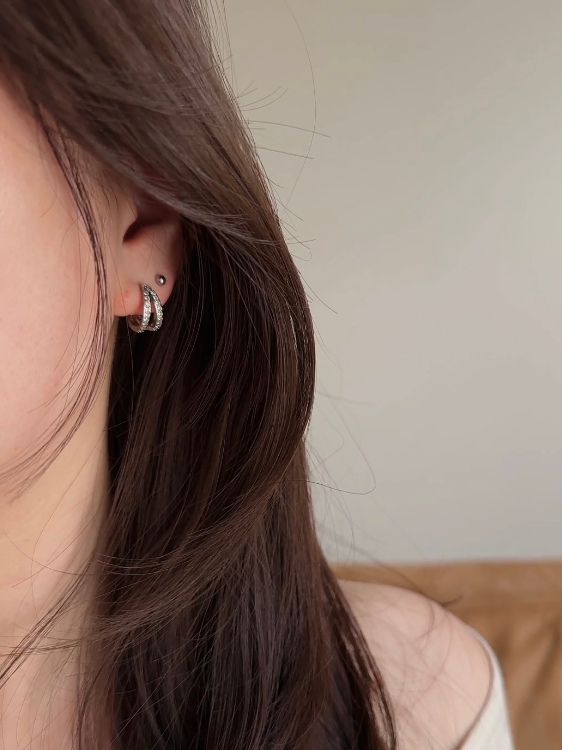 SS separate double deco hoop pierce