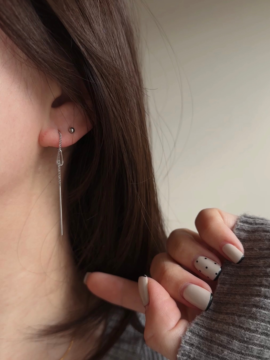 S925 long tassel pierce