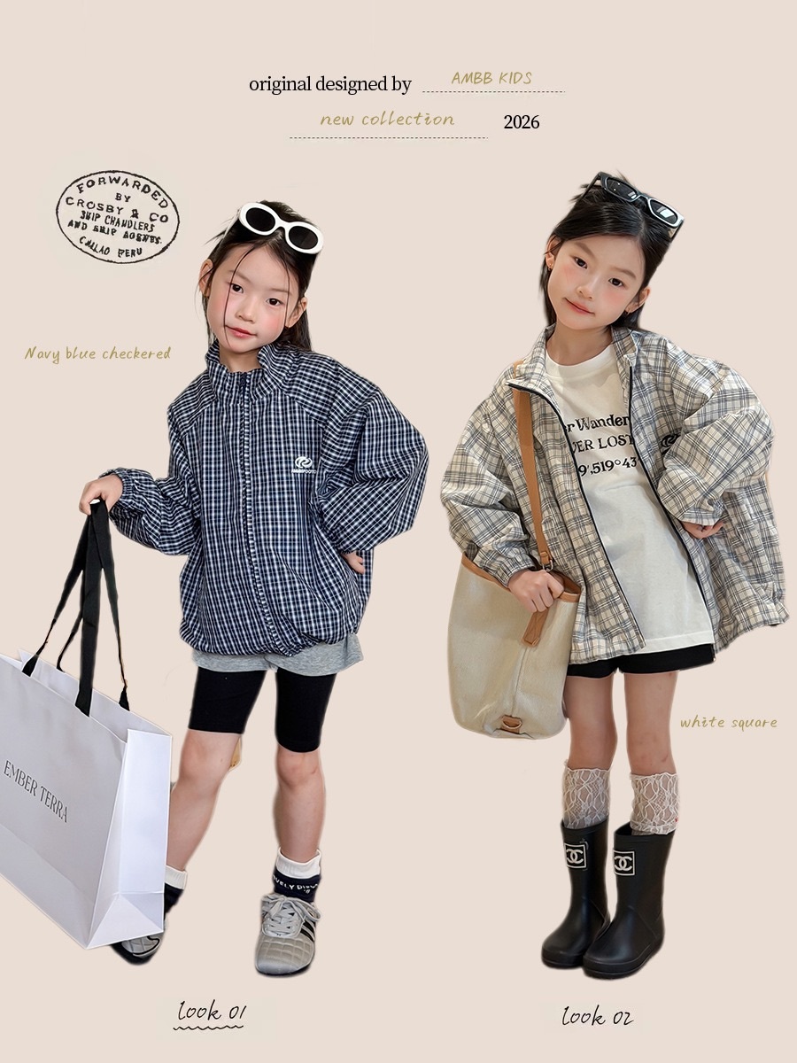 兩色棉質格紋外套