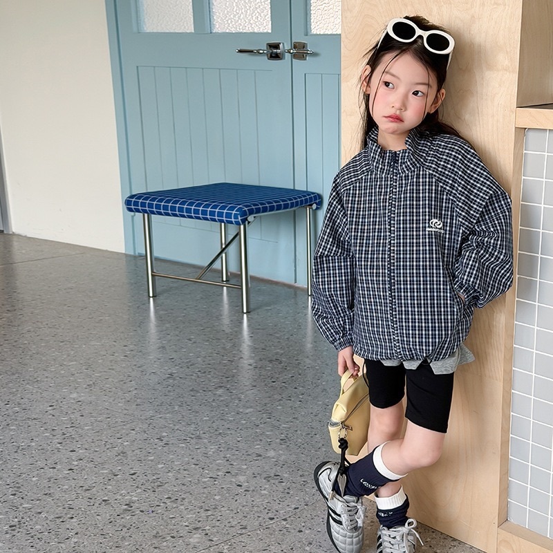 兩色棉質格紋外套