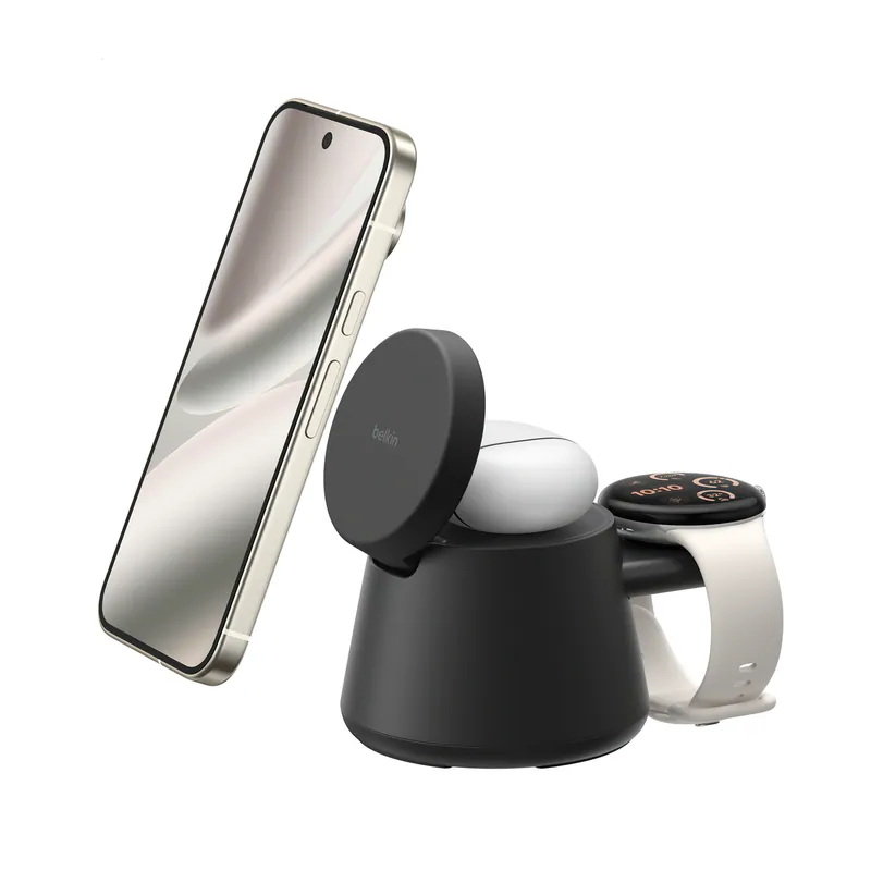 Belkin UltraCharge Qi2 模組充電座 25W｜三裝置高速無線充電 WIZ052