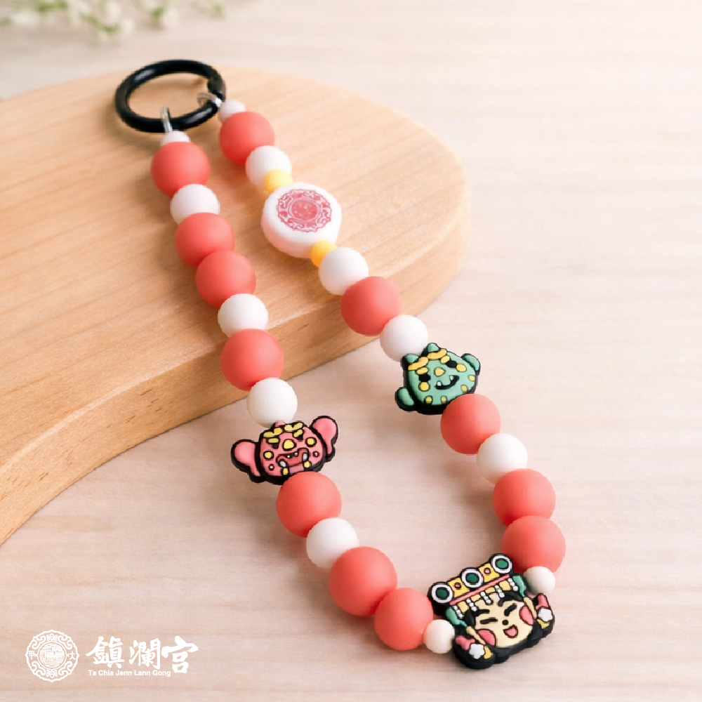 Q版串珠手機掛繩(附墊片)｜矽膠掛繩｜手機配件｜文創｜手機鍊【鎮瀾宮】