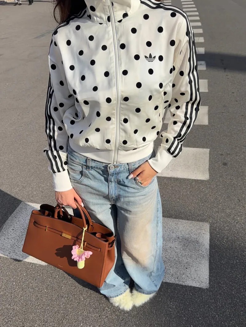 ADIDAS Originals statin 緞面波點短版外套 多色可選