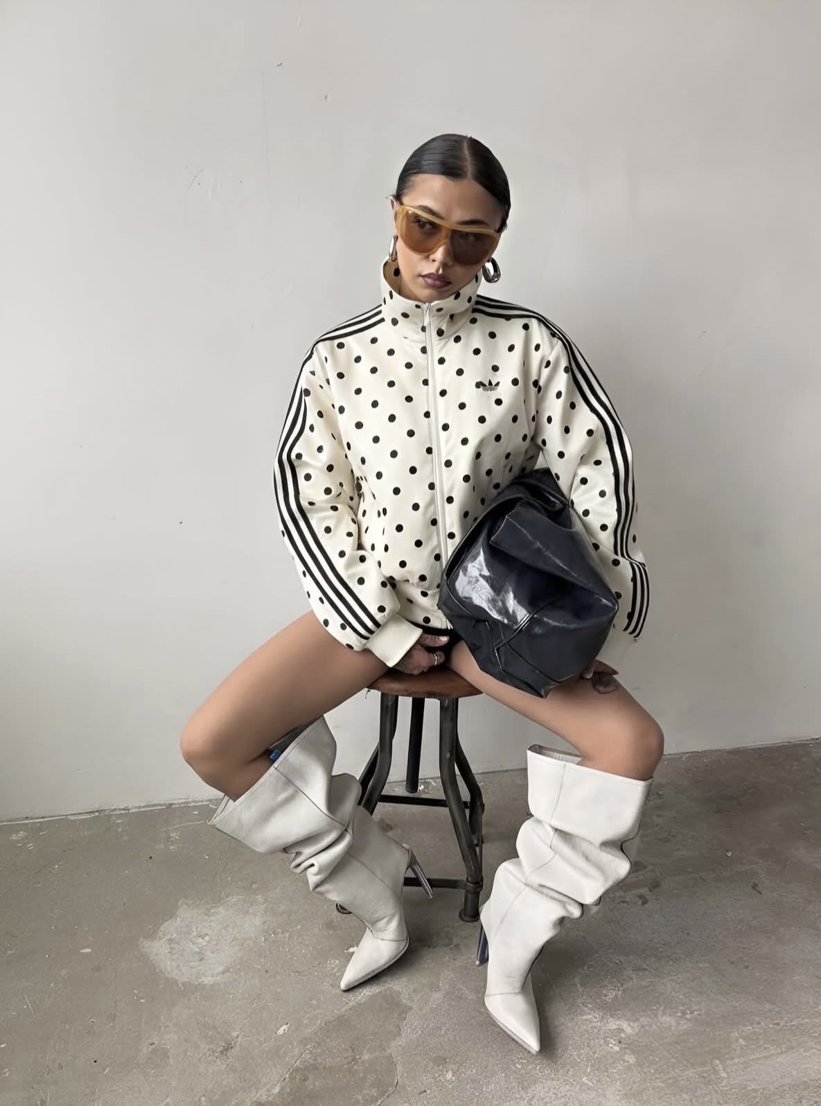 ADIDAS Originals statin 緞面波點短版外套 多色可選