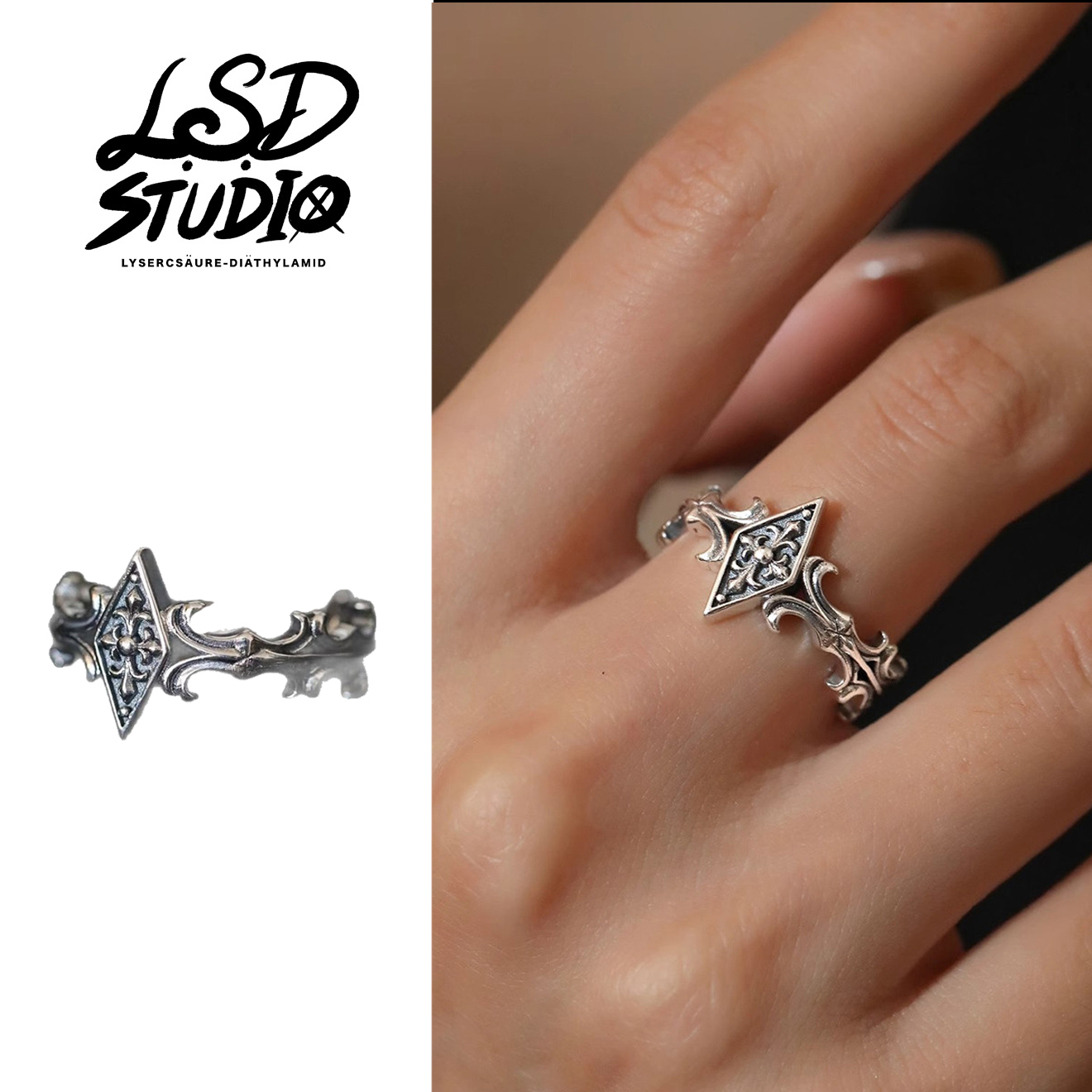 鳶尾幾何雕刻設計戒指【ACCY075】