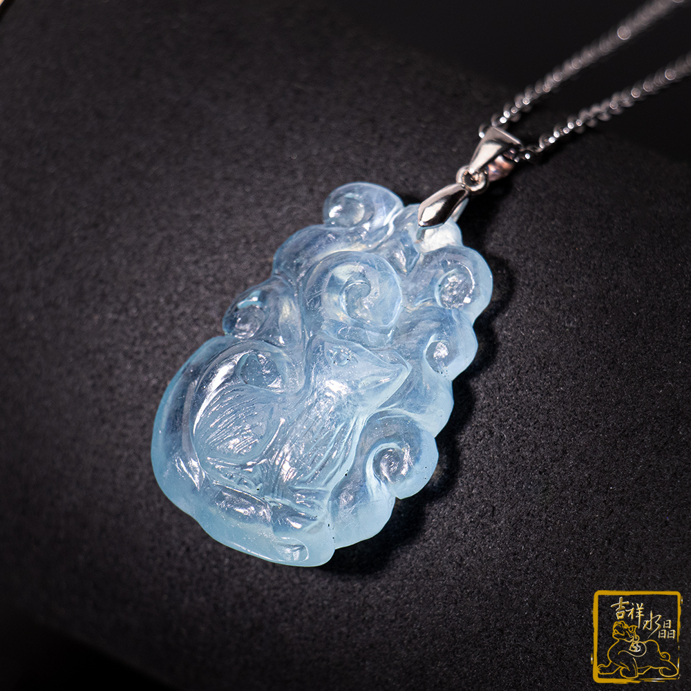 海水藍寶項鍊 11.4g 九尾狐仙