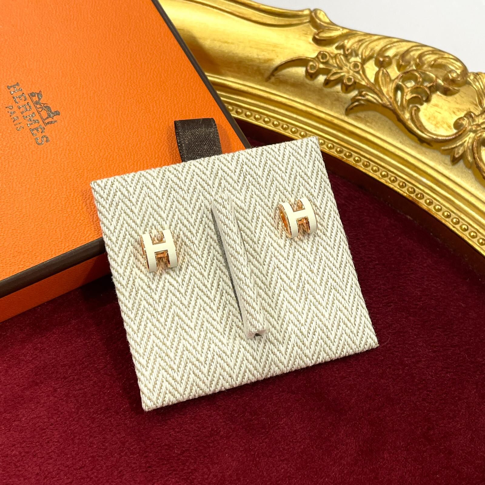 全新HERMES耳環 MINI POP H (白x玫瑰金) Hermes Mini POP H Earring #BRAND NEW #香榭站正品