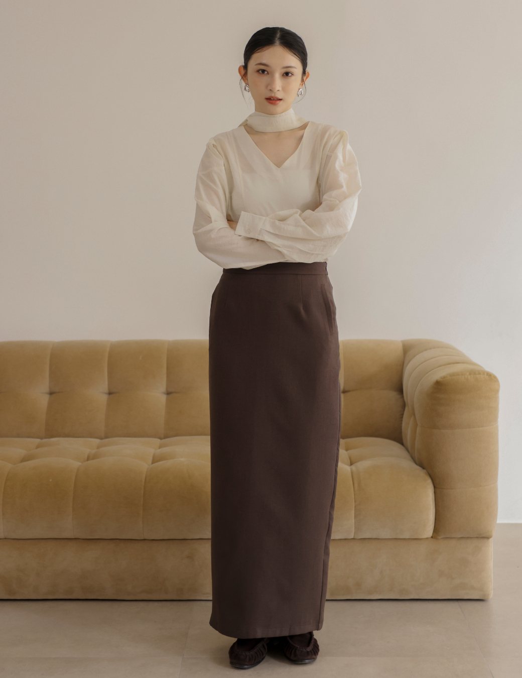 後開衩修身長窄裙（3尺寸）