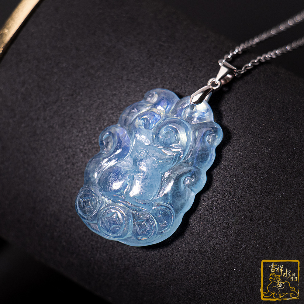 海水藍寶項鍊 11g 九尾狐仙