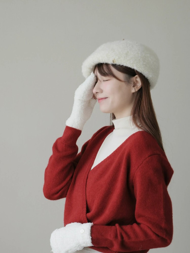 一抹溫暖可調貝雷帽（10%羊毛）2311