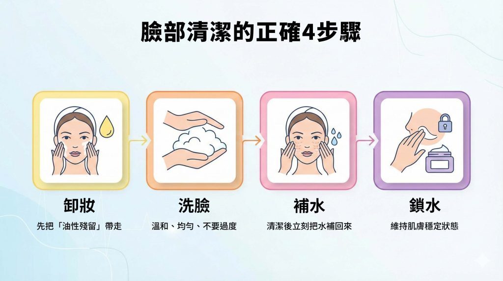 臉部清潔的正確4步驟