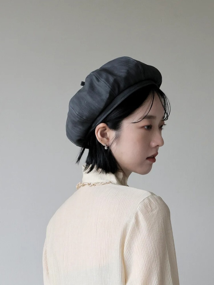 渲染皮革可調貝雷帽2313