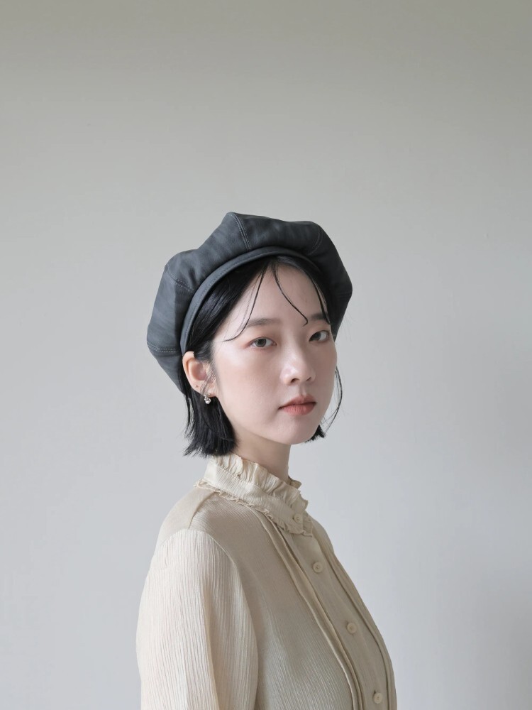 渲染皮革可調貝雷帽2313