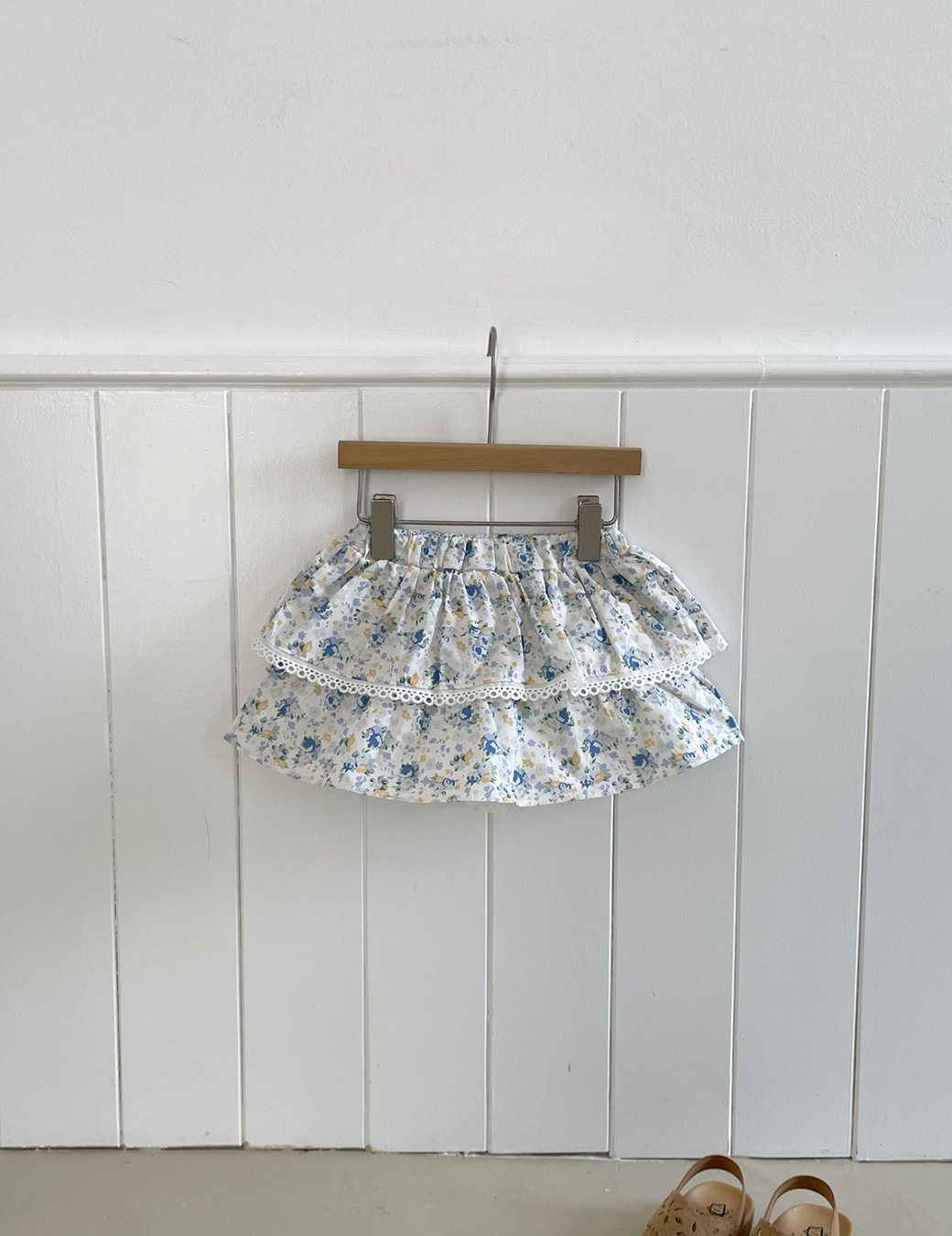 層次蕾絲滾邊蛋糕裙（浪漫碎花）