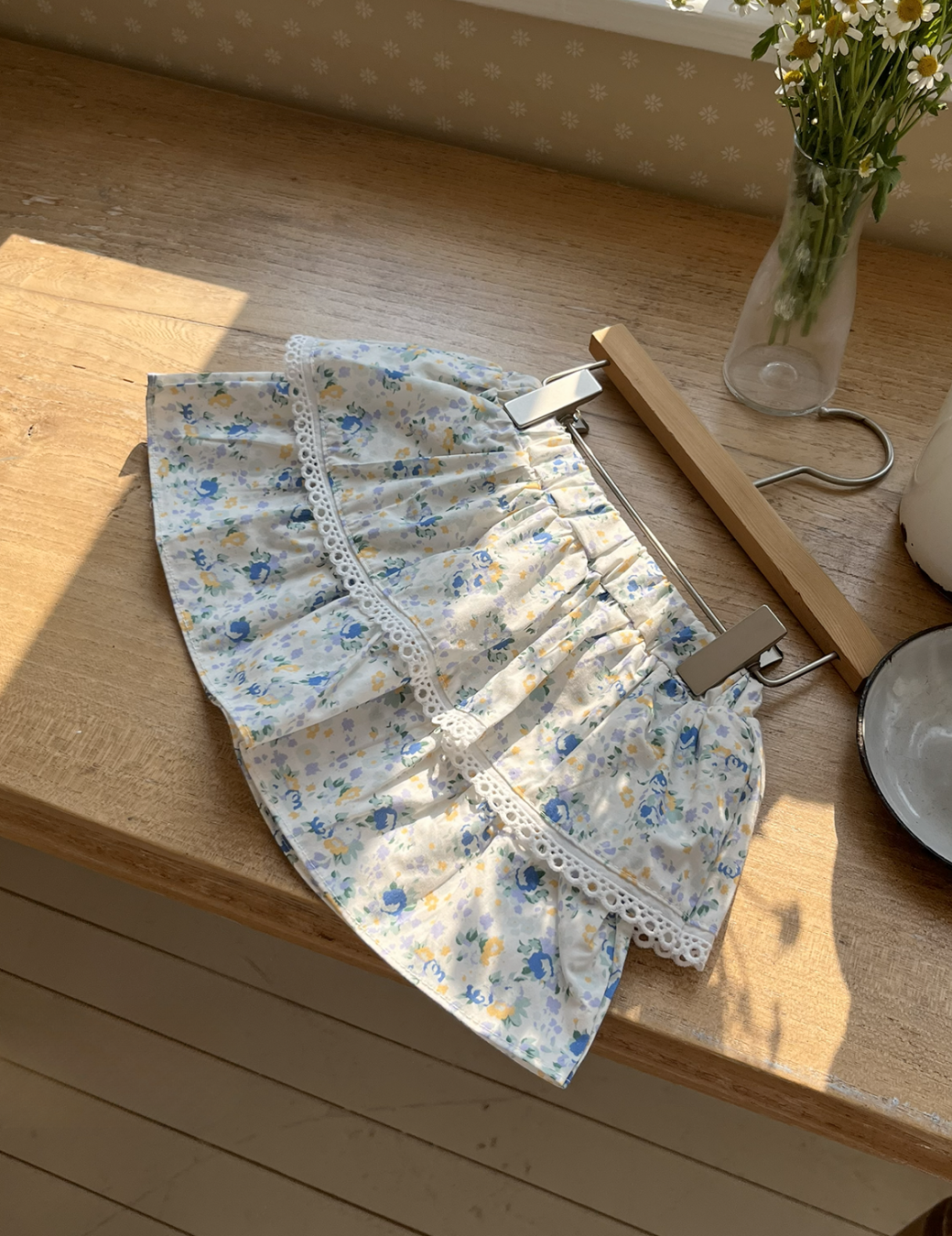 層次蕾絲滾邊蛋糕裙（浪漫碎花）