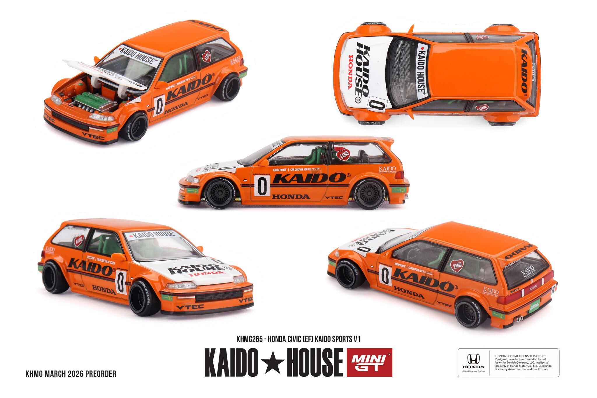 預訂:1/64 MINI GT Honda Civic (EF) Kaido Sports V1 (KHMG265)