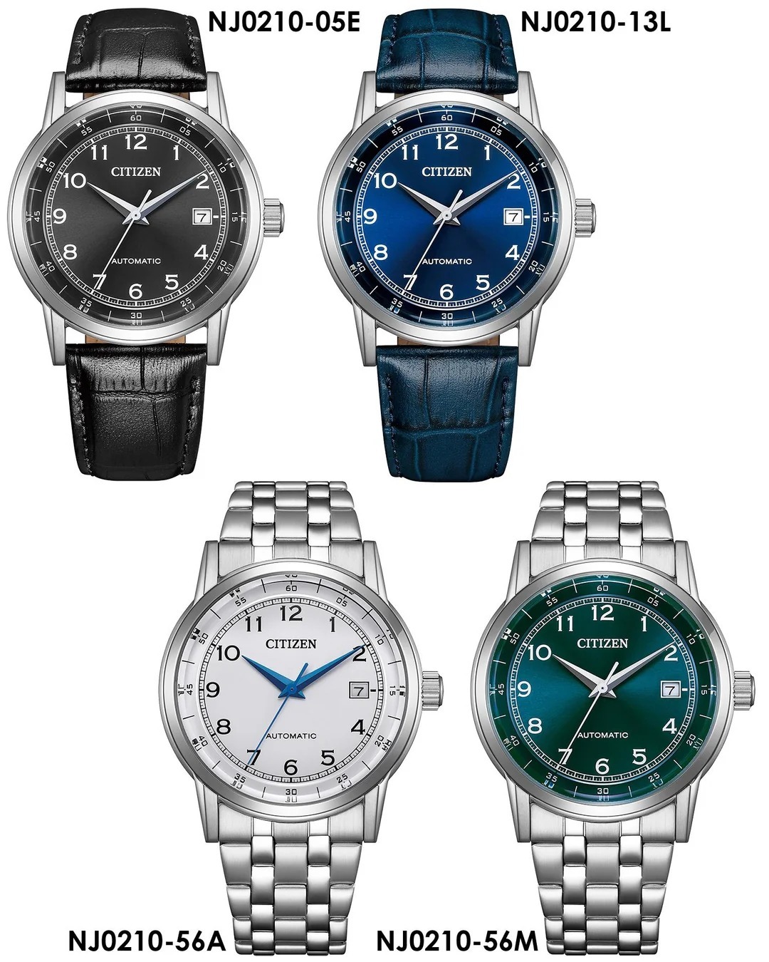 行貨 Citizen 星辰 Automatic Gents Watch NJ0210-05E 黑色錶盤、NJ0210-13L 藍色錶盤、NJ0210-56A 白色錶盤、NJ0210-56M 綠色錶盤 男士自動機械錶