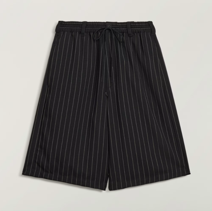 【 Y-3 PS SU SHORT 寬鬆條紋短褲 - 黑 】