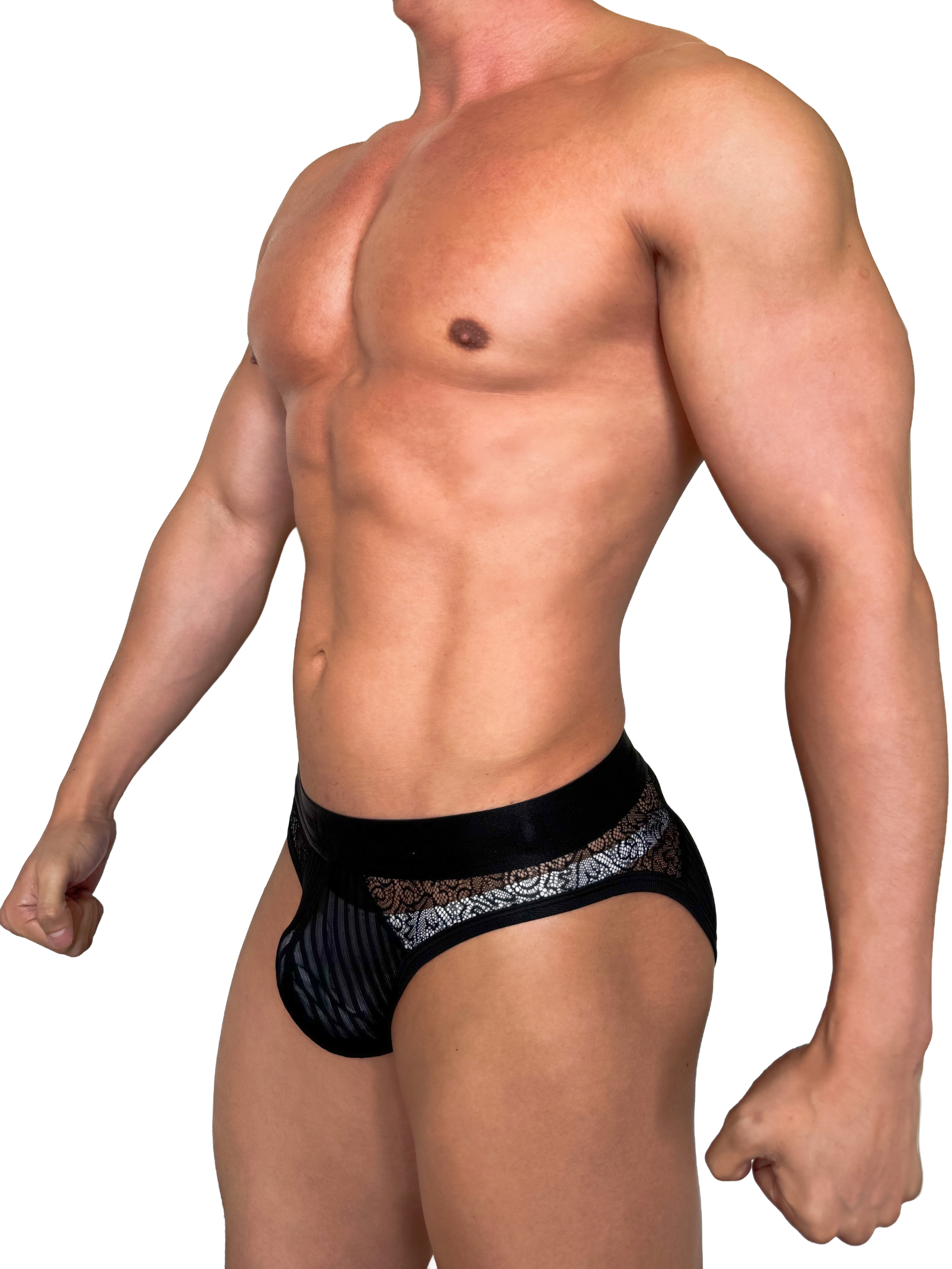 2026 全新系列 - Black Fetish Gothic Stripe 暗黑條紋三角內褲