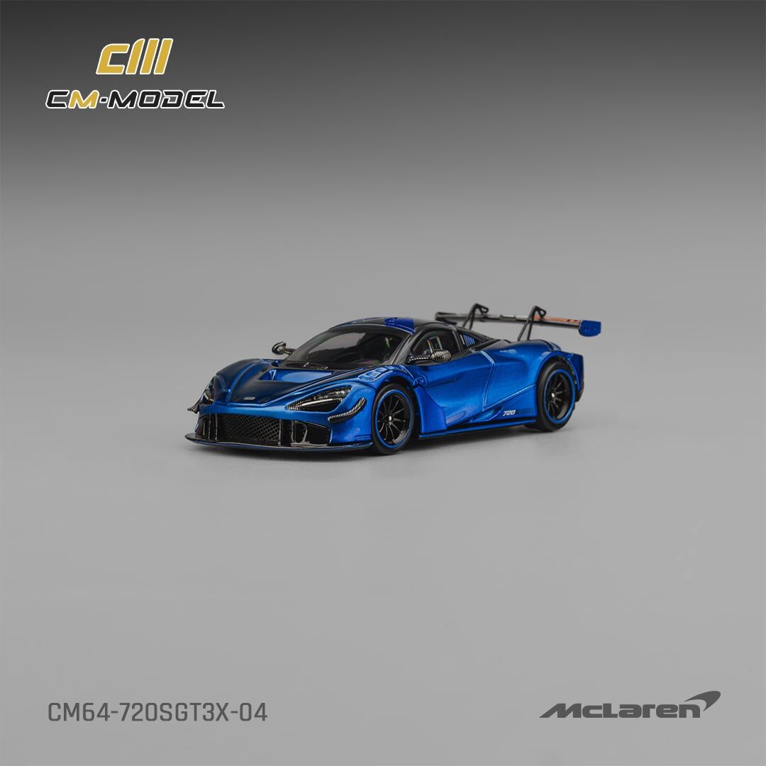 預訂:1/64 CM Model  McLaren 720SGT3X Aurora Blue (CM64-720SGT3X-04)