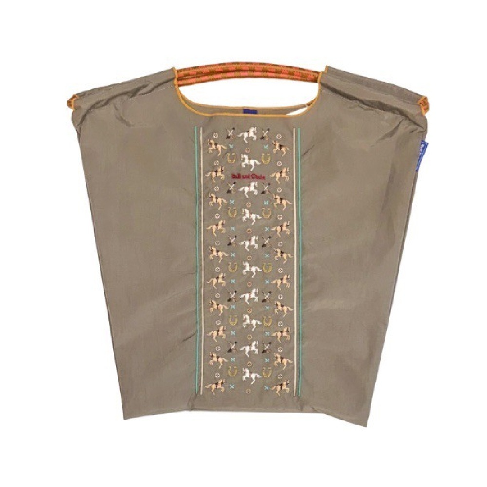 Ball＆Chain 刺繡環保購物袋 M號 - 灰 (30107785)