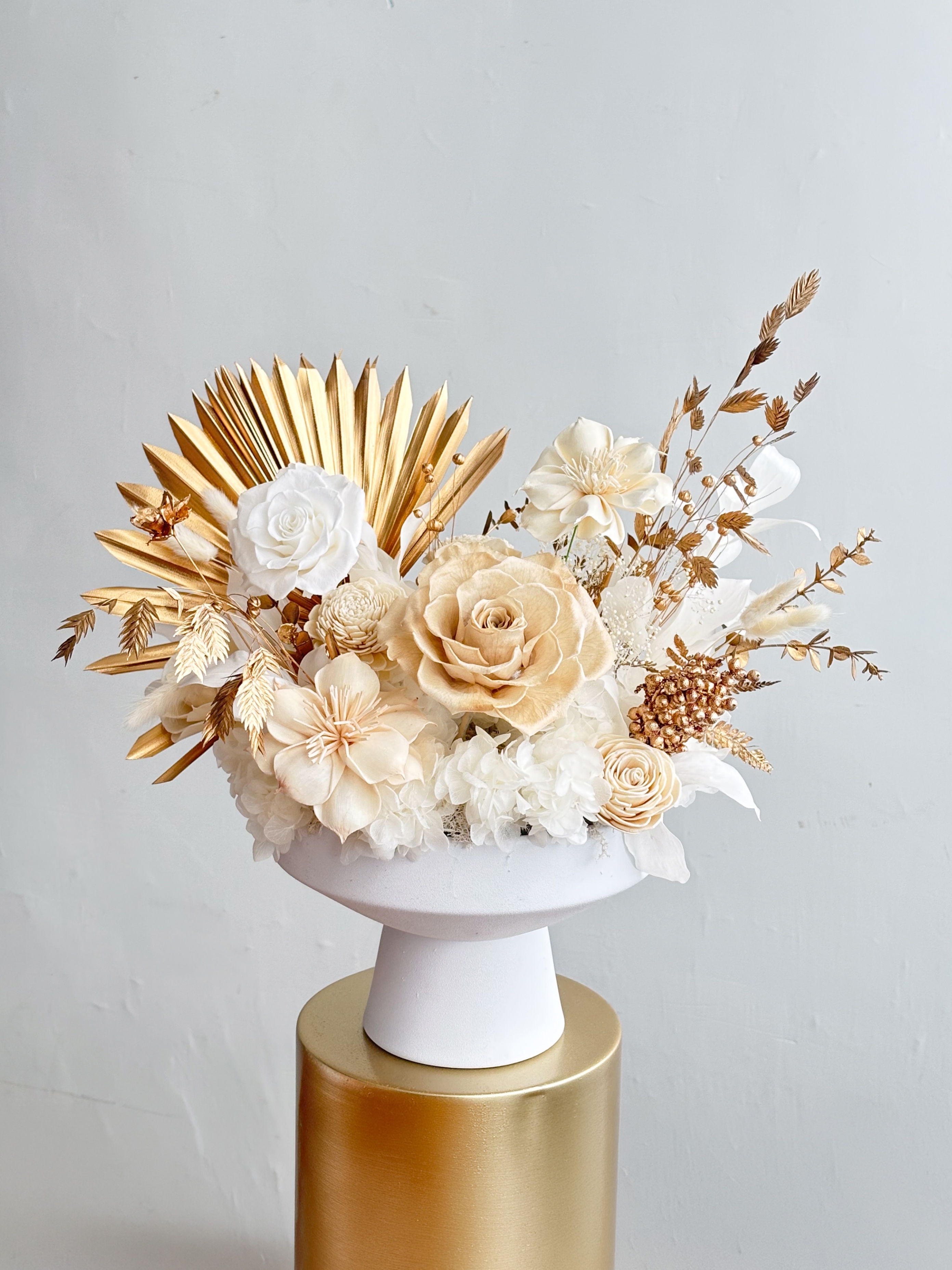 宮廷白金 奶油風 永生盆花