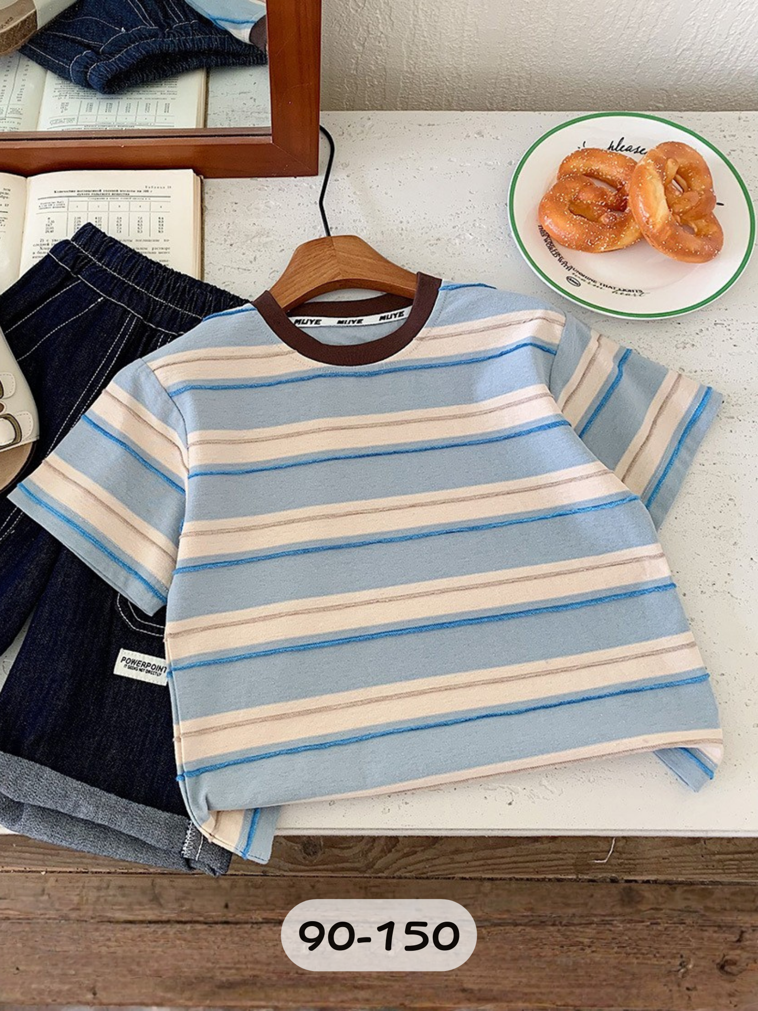 藍條紋 短袖上衣