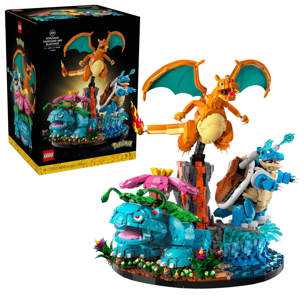 (預訂26年3月尾出貨) LEGO® 72153 Pokémon™ :  Venusaur, Charizard and Blastoise 「妙蛙花、噴火龍、水箭龜」