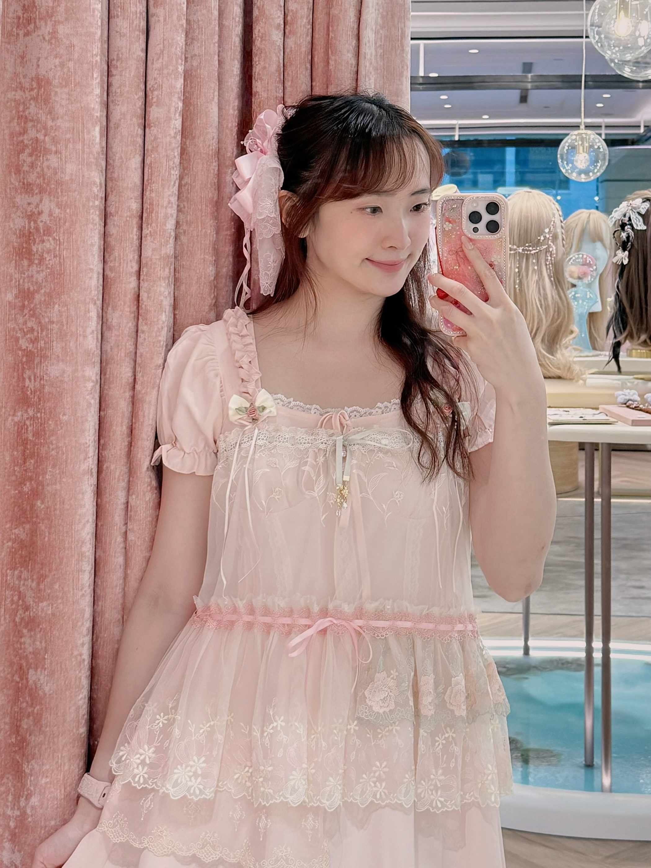 13523 Crochet Openwork Ribbon Bow Cover-Up