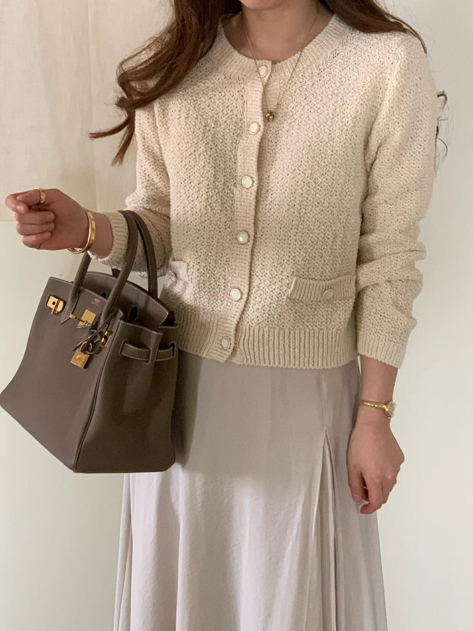 PA18 小香風圓領鉤織開襟衫