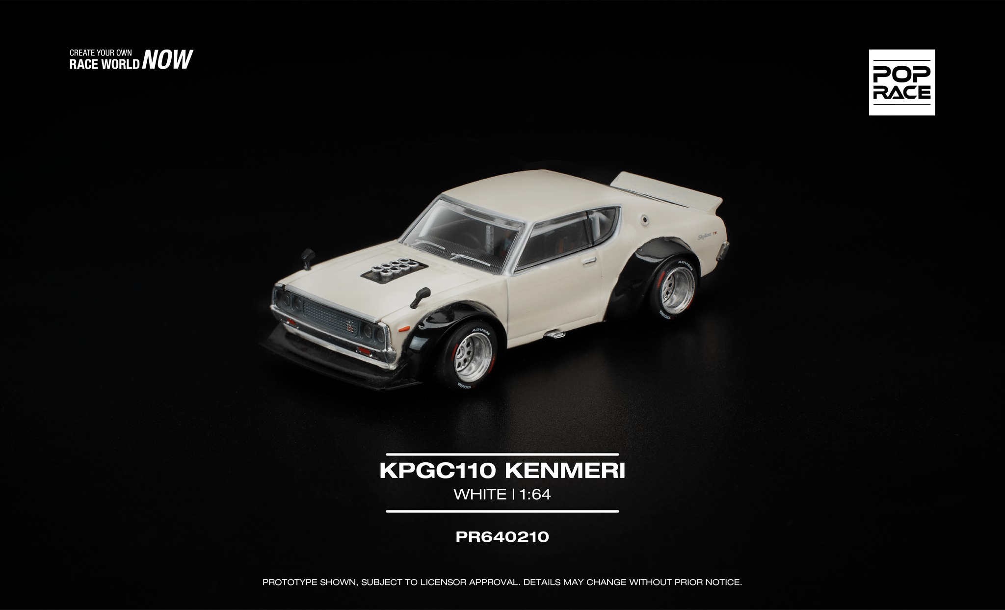 預訂:1/64 Pop Race KPGC110 Kenmeri White (PR640210 )