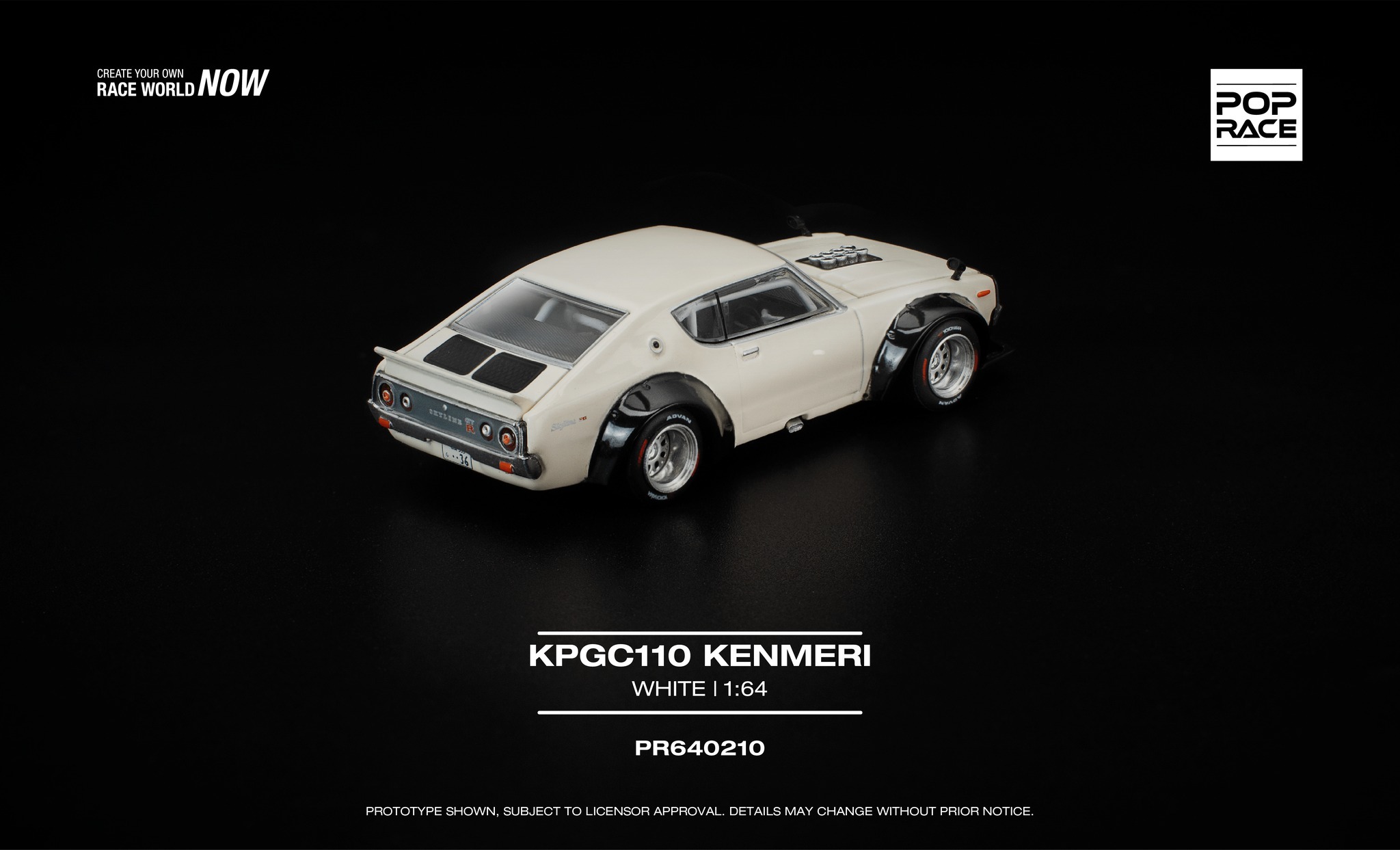 預訂:1/64 Pop Race KPGC110 Kenmeri White (PR640210 )