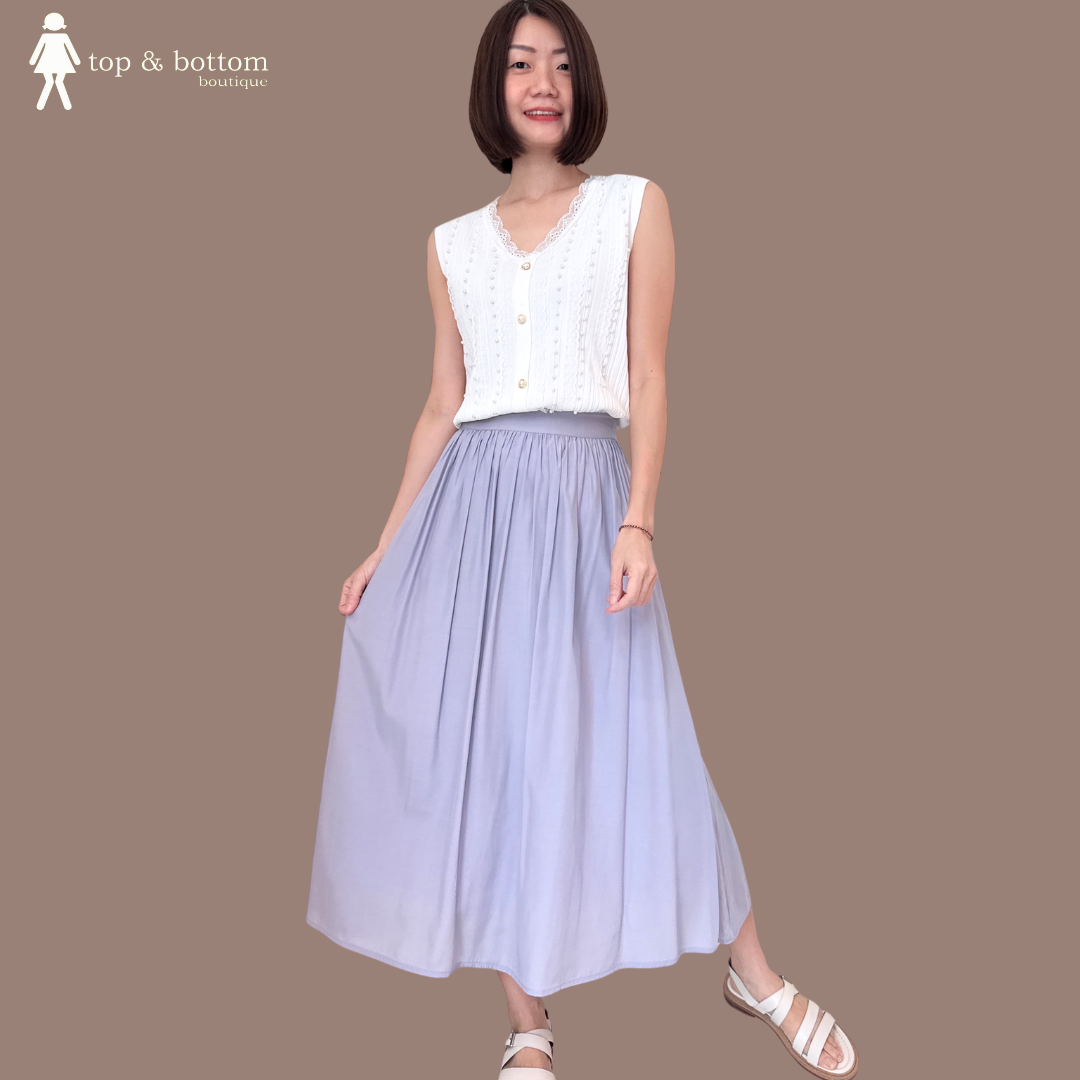 HIGH WAISTED SILK MIDI SKIRT