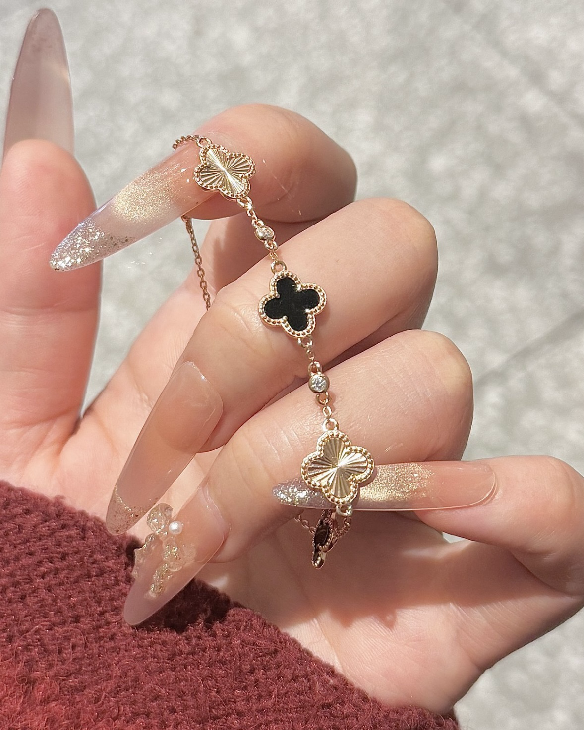 LIYI99 採用施華洛世奇水晶 五花 四葉草 花形 深海貝母 手鍊 925銀 鑲銀 水晶