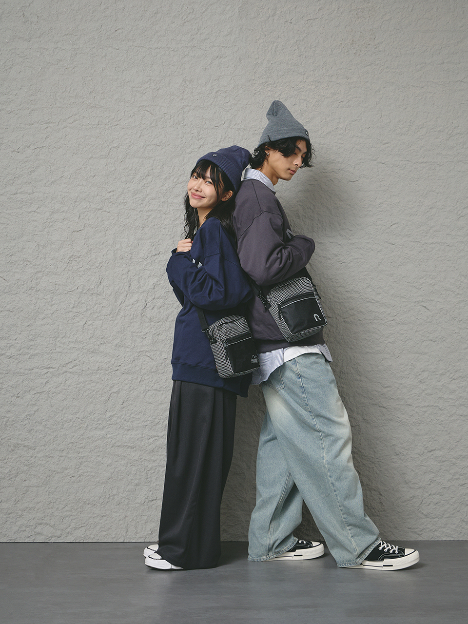 網格休閒斜背小包