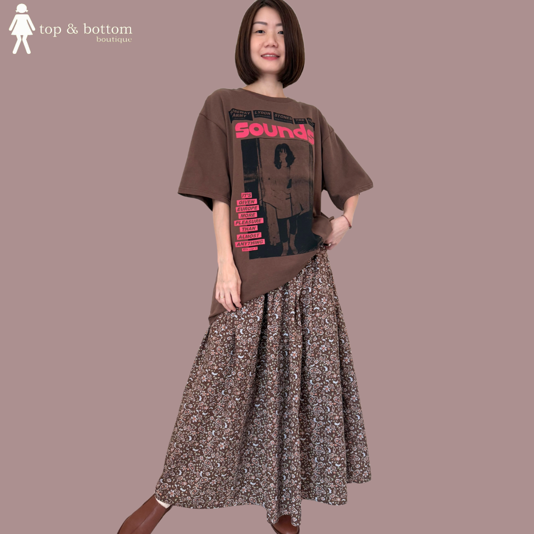 COTTON FLORAL PRINTED MIDI SKIRT