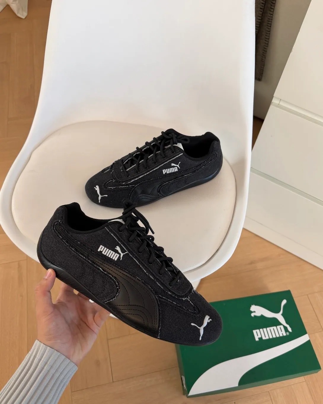 PUMA SPEEDCAT CRAFTED DENIM 單寧牛仔 拼接 賽車鞋 黑色