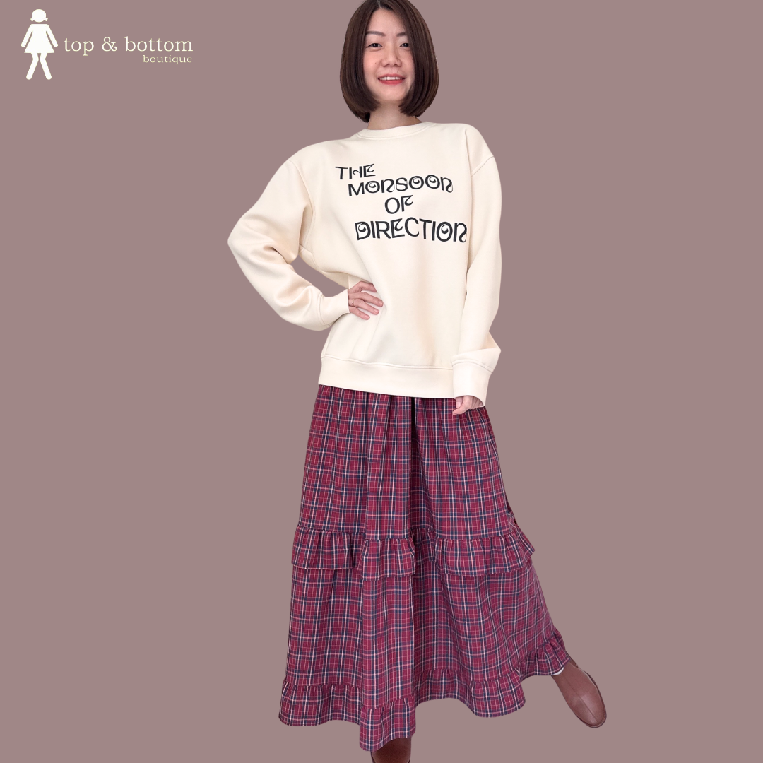 CHECKED LONG TIERED SKIRT