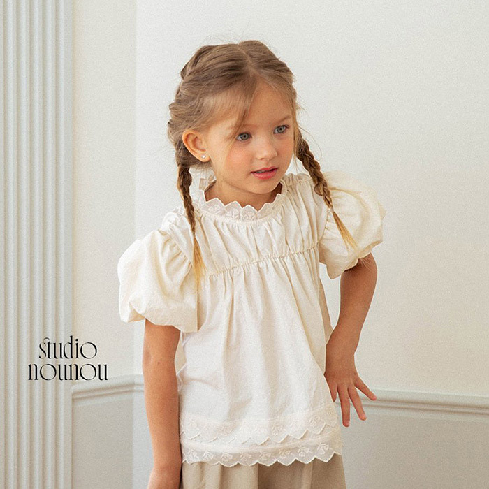 正韓夏nounou 兩色法式澎袖上衣