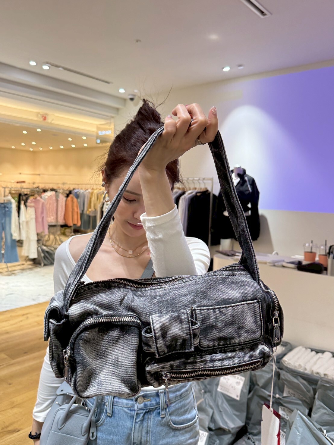 #AF95街頭牛仔小肩包(黑/藍)