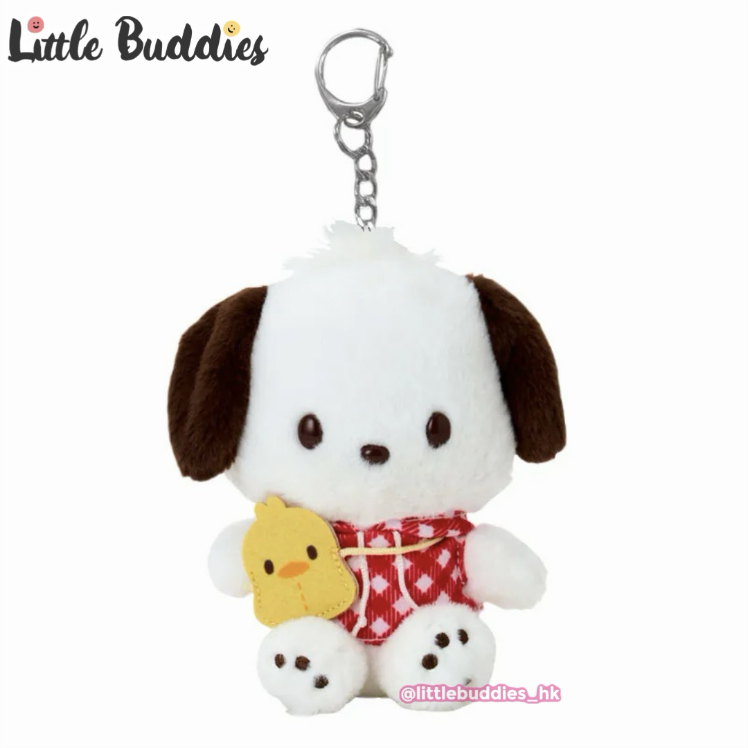 日本 Sanrio Pochacco PC狗 35周年 紅色格子系列 - 公仔匙扣