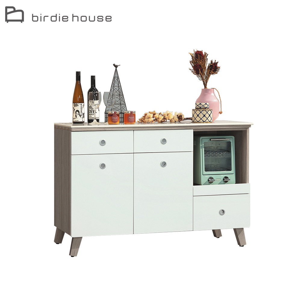 柏蒂家居-杰德4尺二門三抽拉盤式石面餐櫃/電器收納櫃/碗盤櫃/置物矮櫃