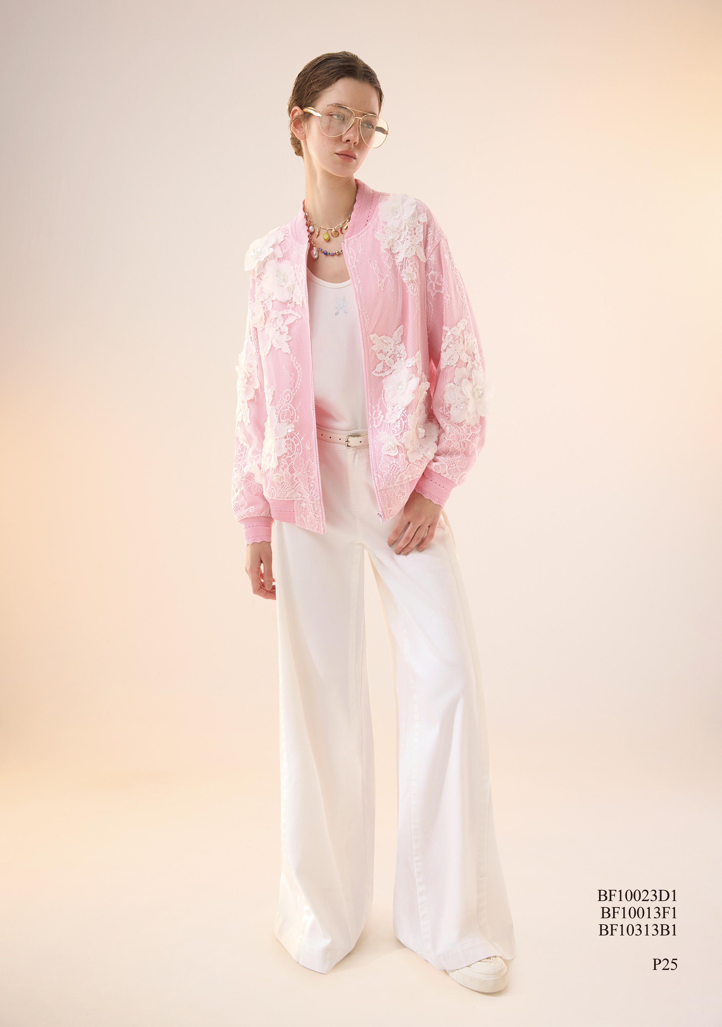 BF10023D1 櫻霧花園蕾絲刺繡立體花飾外套