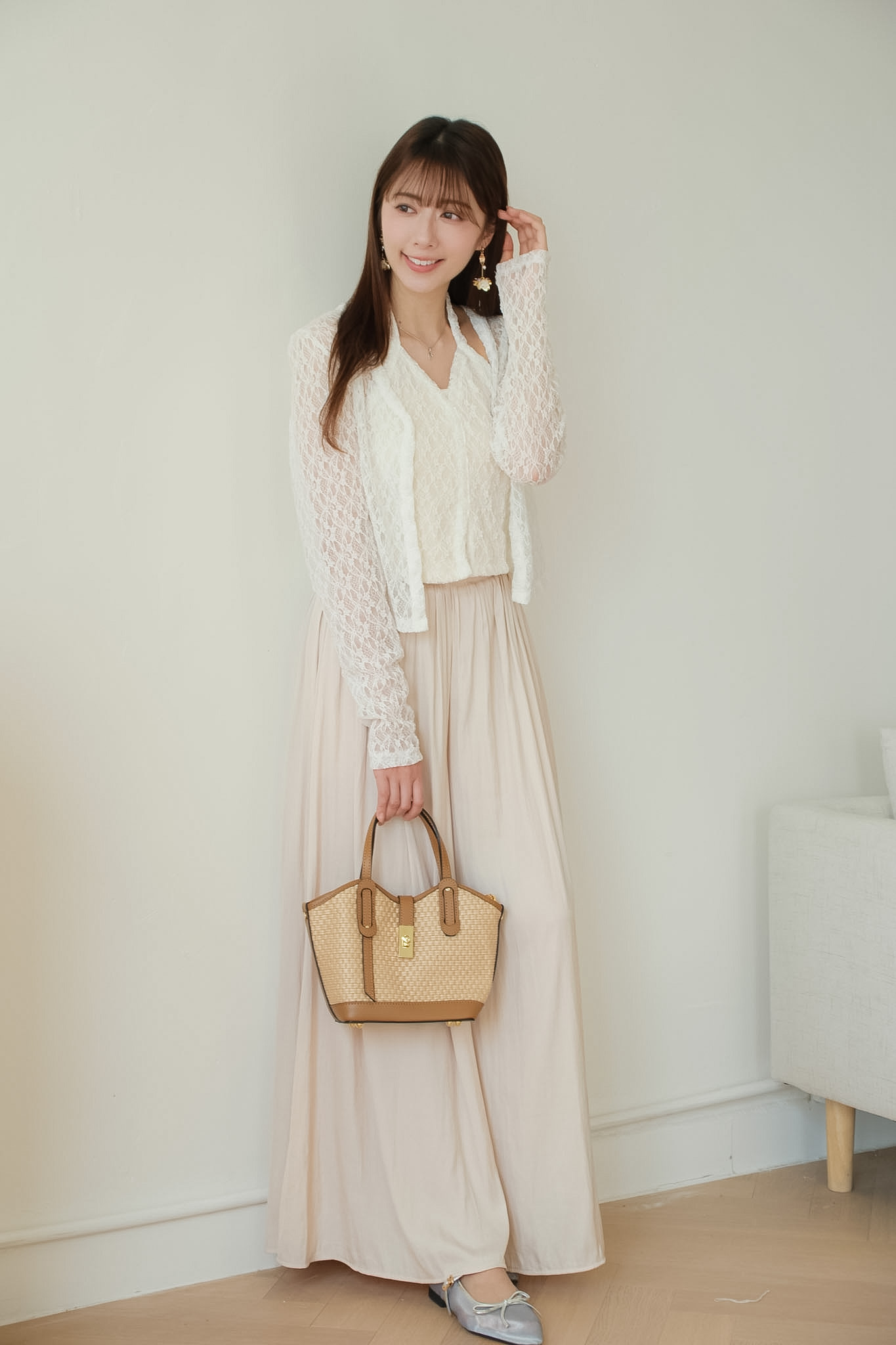 有袋！微光澤彈性腰百搭寬褲 BT475