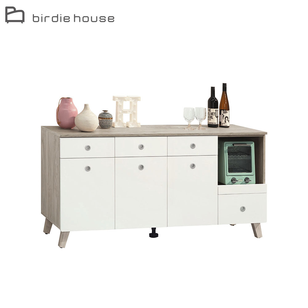 柏蒂家居-杰德5.3尺三門四抽拉盤式餐櫃/電器收納櫃/碗盤櫃/置物矮櫃