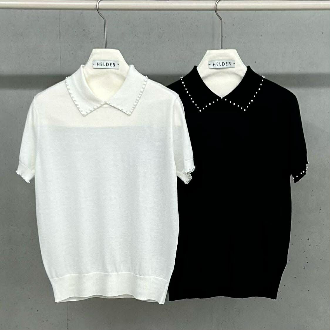 PA25 珍珠小翻領針織上衣