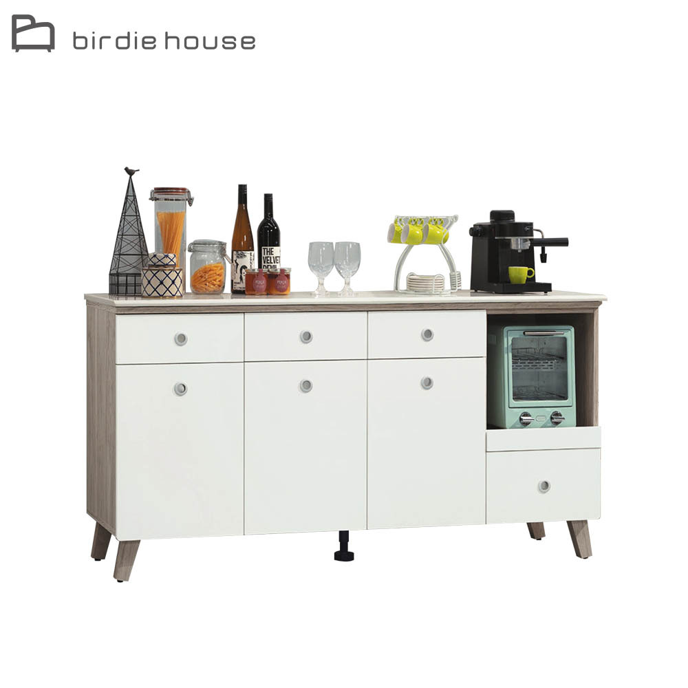 柏蒂家居-杰德5.3尺三門四抽拉盤式石面餐櫃/電器收納櫃/碗盤櫃/置物矮櫃